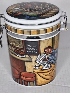 Msc Joie De Vivre Porcelain Airtight Coffee Canister By Sylvie Bourbonniere